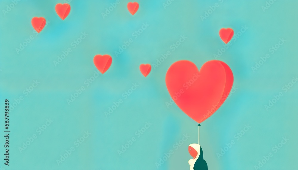 valentine's day inspired simple background image with heart shaped balloons