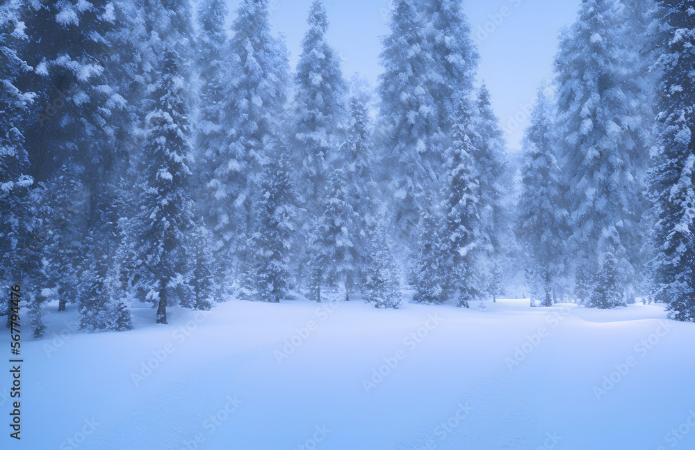 calm winter snow landscape, snowfall landscape 
