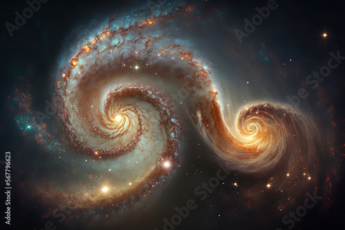 spiral galaxy in space.Generative Ai © Shades3d