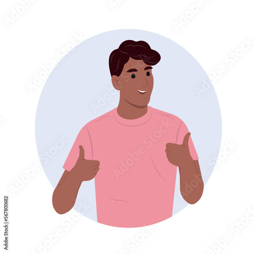 Pink shirt day in Canada.Young smiling guy supports anti-bullying day in schools, at work, at home and online.