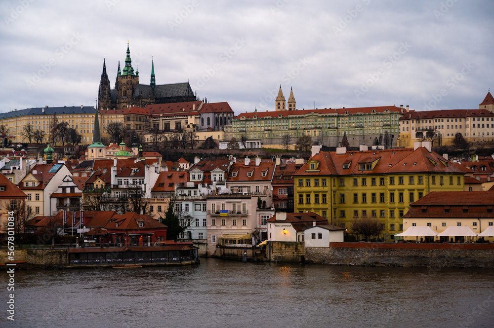 Prague, Bohemia, Czech Republic. Hradcany is the Praha Castle with churches, chapels, halls and towers from every period of its history.
