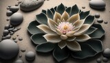 Zen stones with lotus flower, generative ai