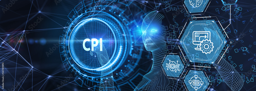 CPI. Consumer price index concept on virtual screen. Business, Technology, Internet and network concept. 3d illustration CPI. Consumer price index concept on virtual screen. Business, Technology, Internet and network concept. 3d illustration