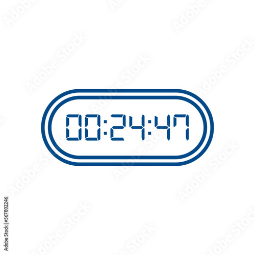 LED digital clock number isolated. Electronic figures for counter or calculator mockup interface design.