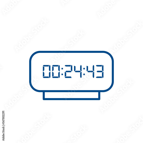 LED digital clock number isolated. Electronic figures for counter or calculator mockup interface design.