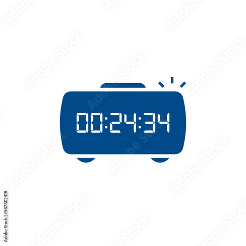 LED digital clock number isolated. Electronic figures for counter or calculator mockup interface design.