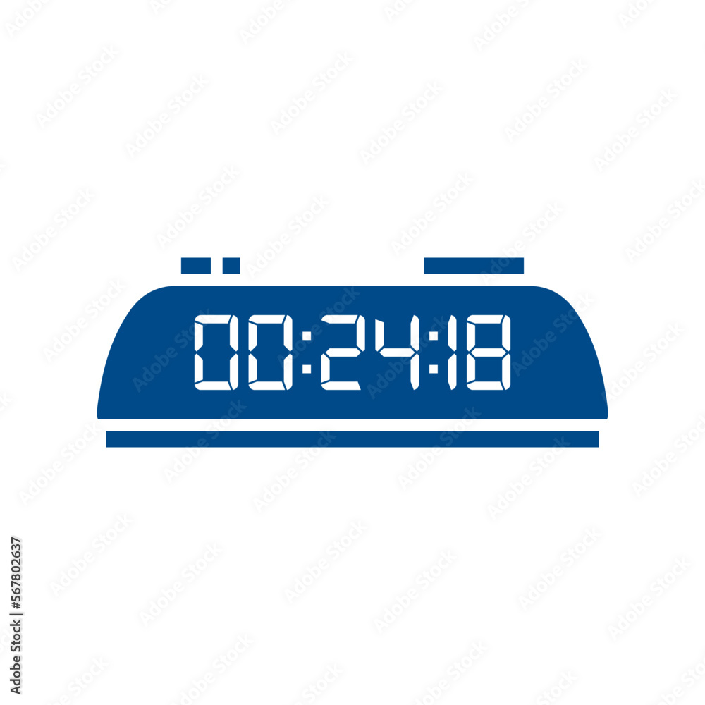 LED digital clock number isolated. Electronic figures for counter or ...