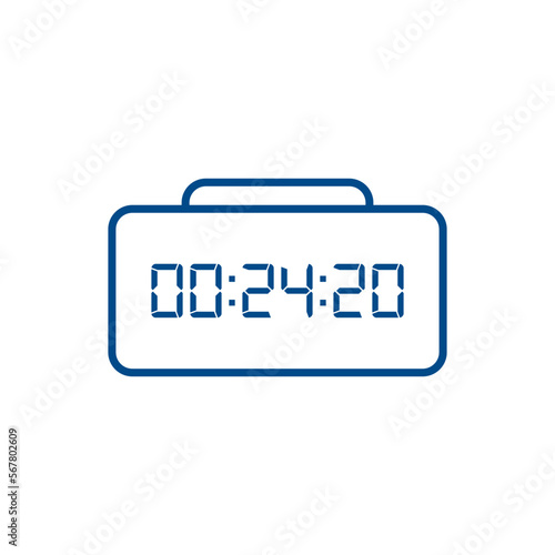LED digital clock number isolated. Electronic figures for counter or calculator mockup interface design.