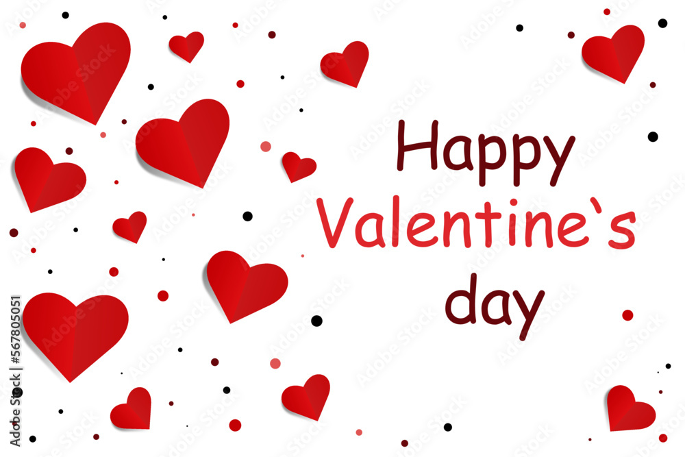 Valentine's Day Banner. Happy Valentine's Day greeting card design.  Paper art. Vector illustration on white background