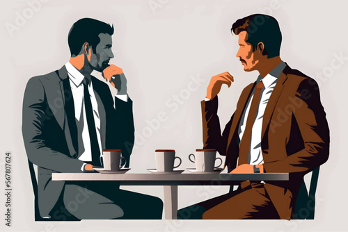 businessmen talking and negotiating, vector illustration with modern design