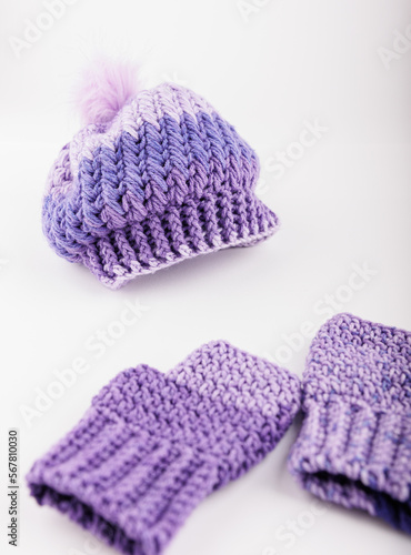 knitted cap and gloves