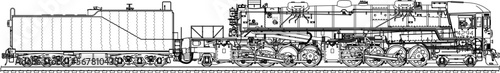 Detailed vector illustration sketch of a train with carriages