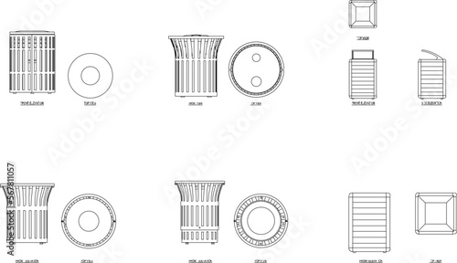Household clean trash can illustration vector sketch