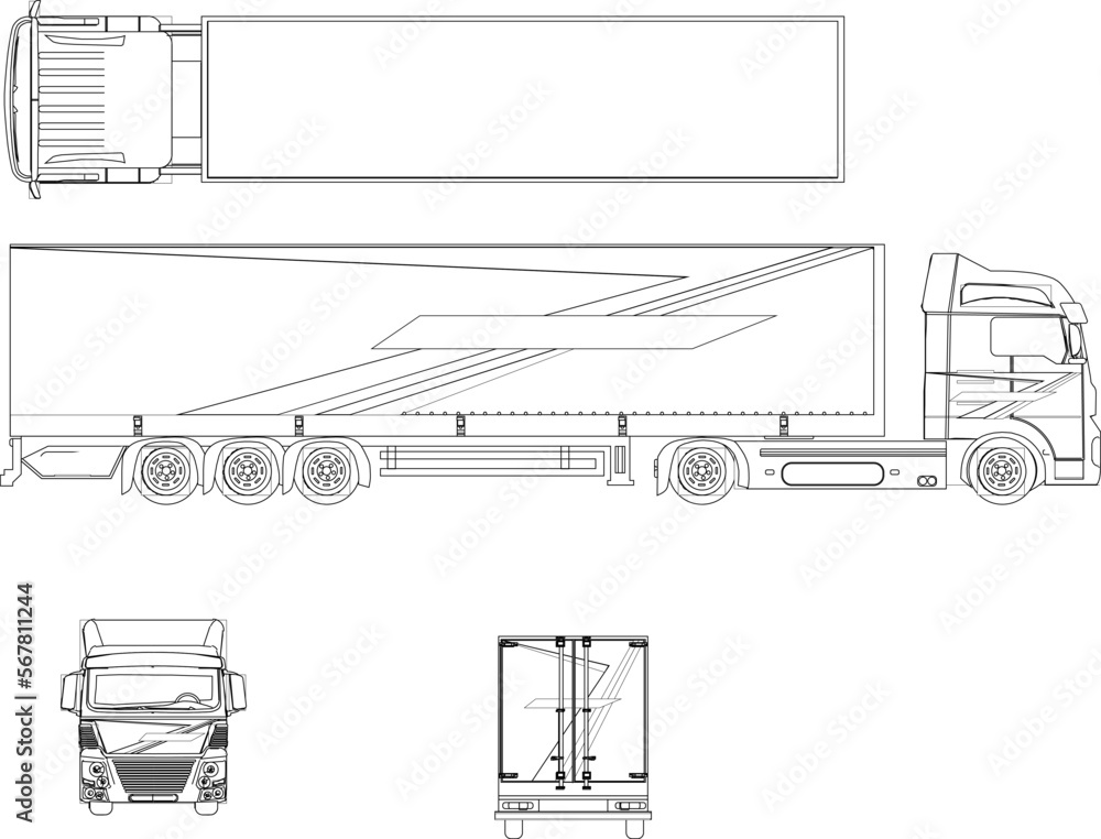Trailer truck illustration vector sketch