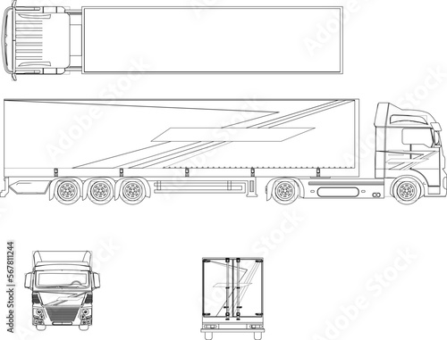 Trailer truck illustration vector sketch