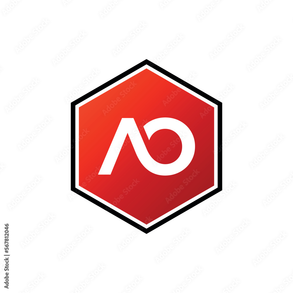 AO Initial Letter Hexagon Shape Logo Template AO Initial Letter Hexagon Shape Logo Template