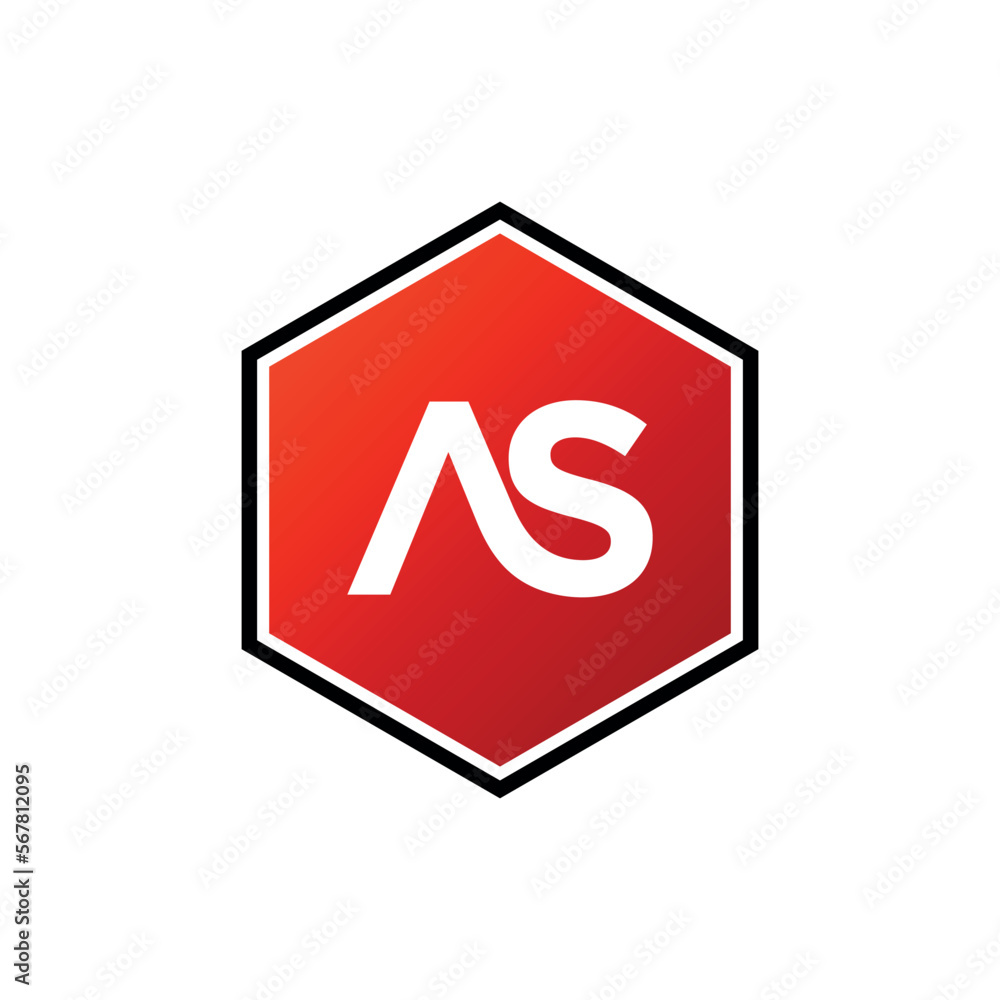 AS Initial Letter Hexagon Shape Logo Template AS Initial Letter Hexagon Shape Logo Template