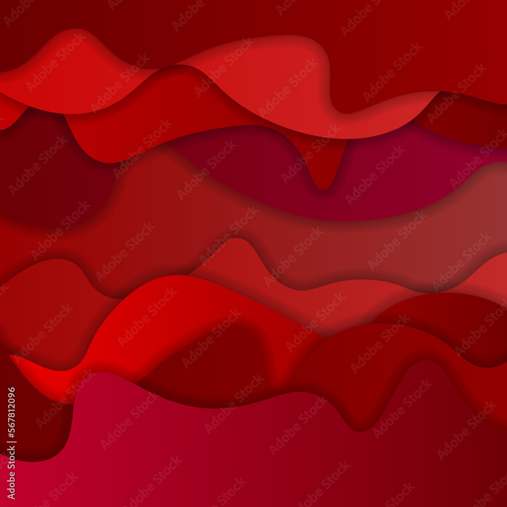 Fototapeta premium Red background in wave vector