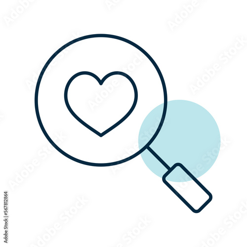 Heart search vector icon. Valentines day symbol