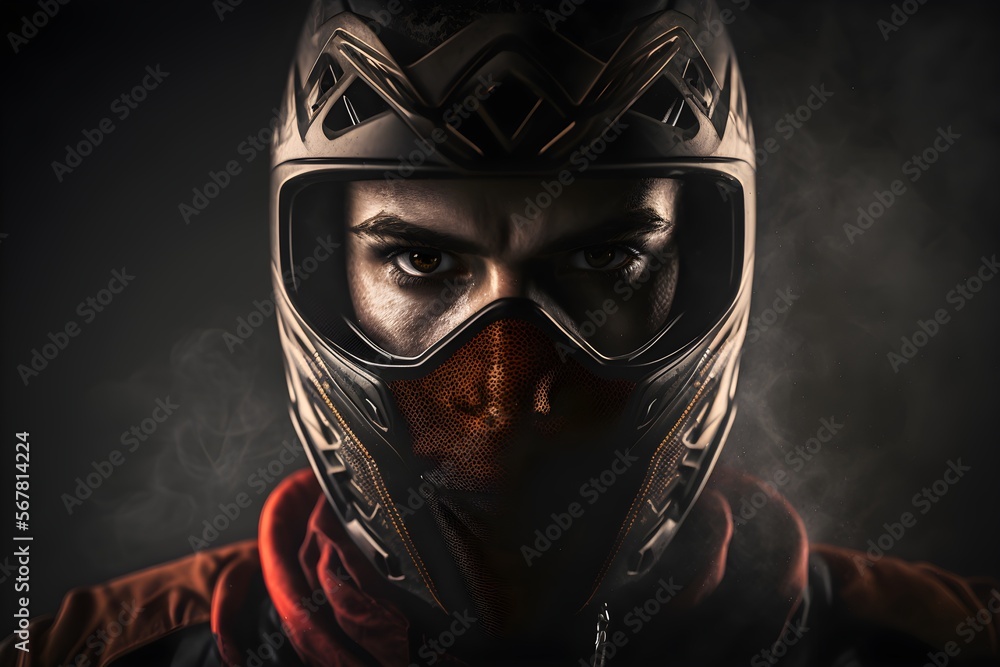 Visage d'un biker, motocross