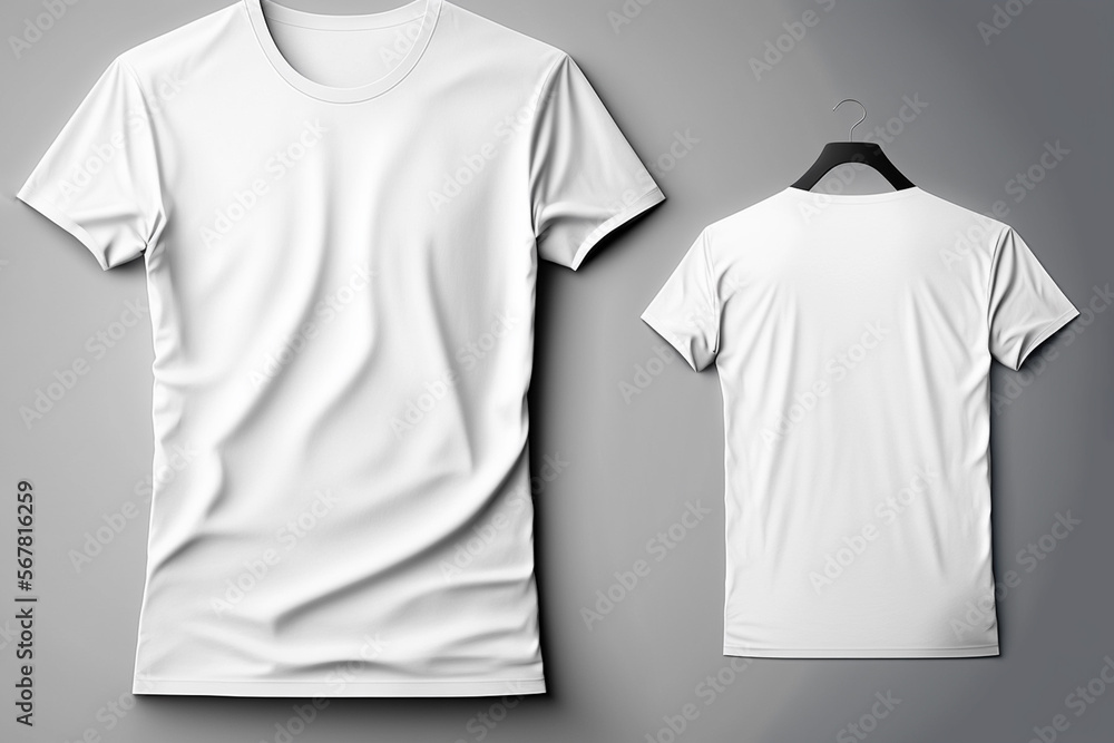 White, short sleeve t-shirts with copy space for mockup. Generative AI. White, short sleeve t-shirts with copy space for mockup. Generative AI.