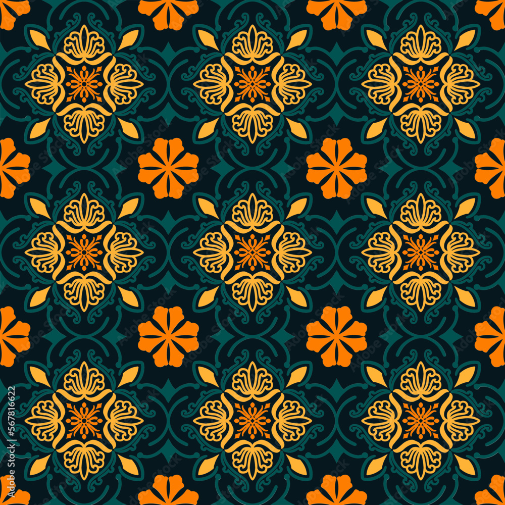 Seamless pattern decorative, flower pattern in vintage mandala style for tattoos, fabrics or decorations and more	