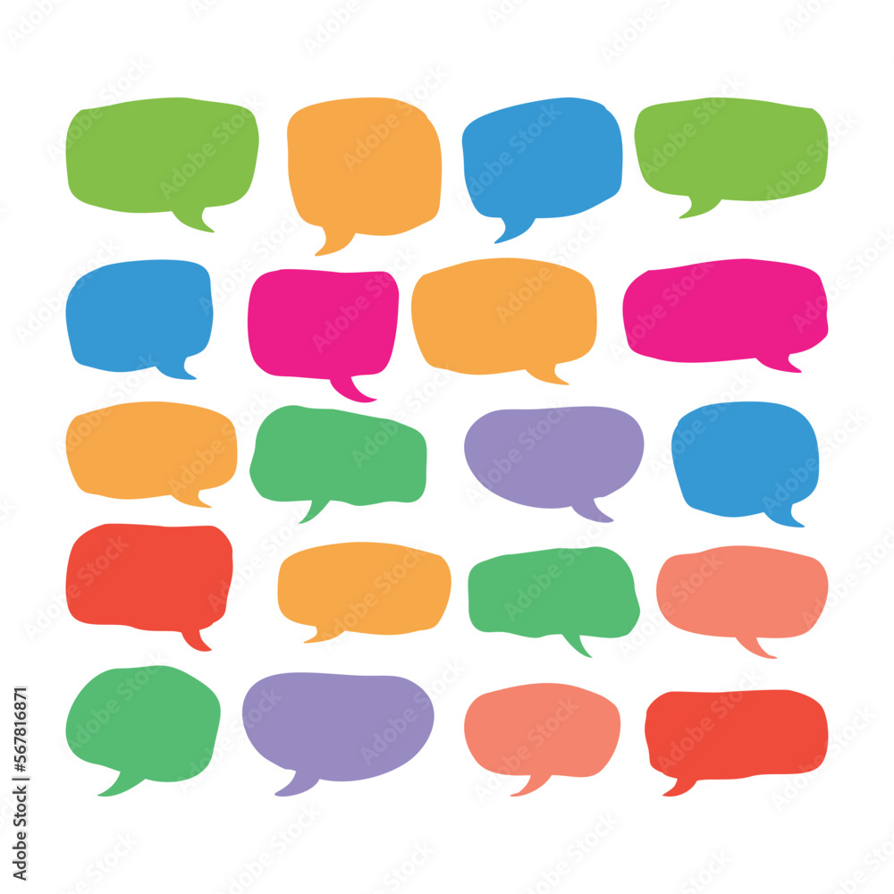 Set Blank Hand Drawn Speech Bubble Vector Template Set Blank Hand Drawn Speech Bubble Vector Template