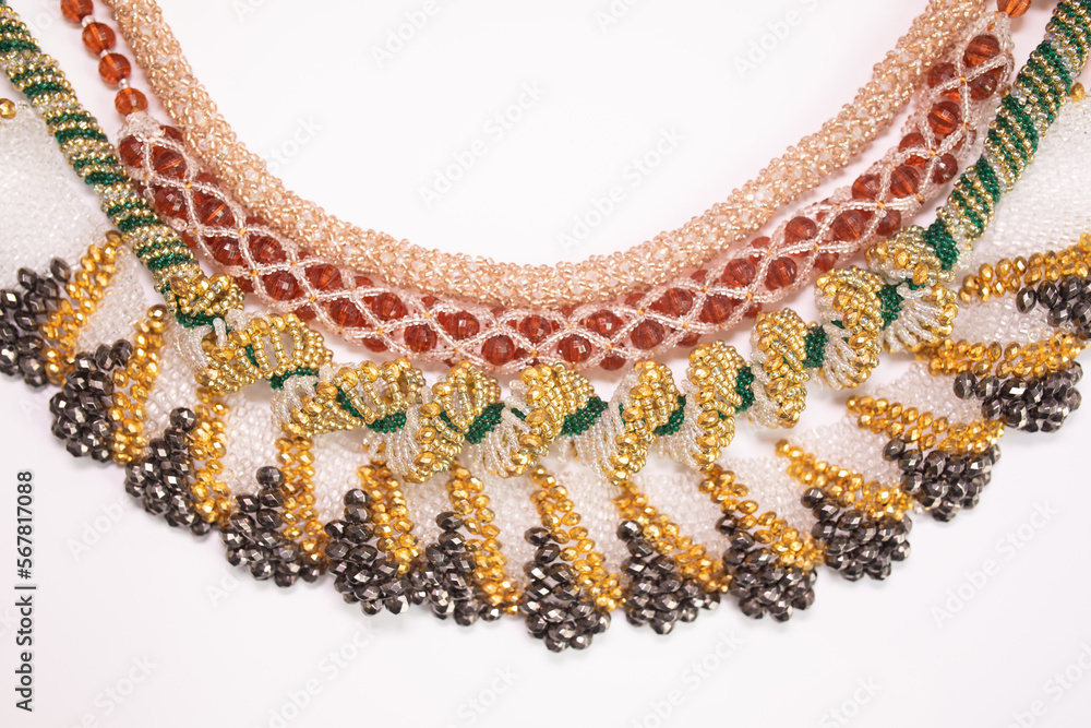 Bead jewelery on white background. Bead jewelery on white background.