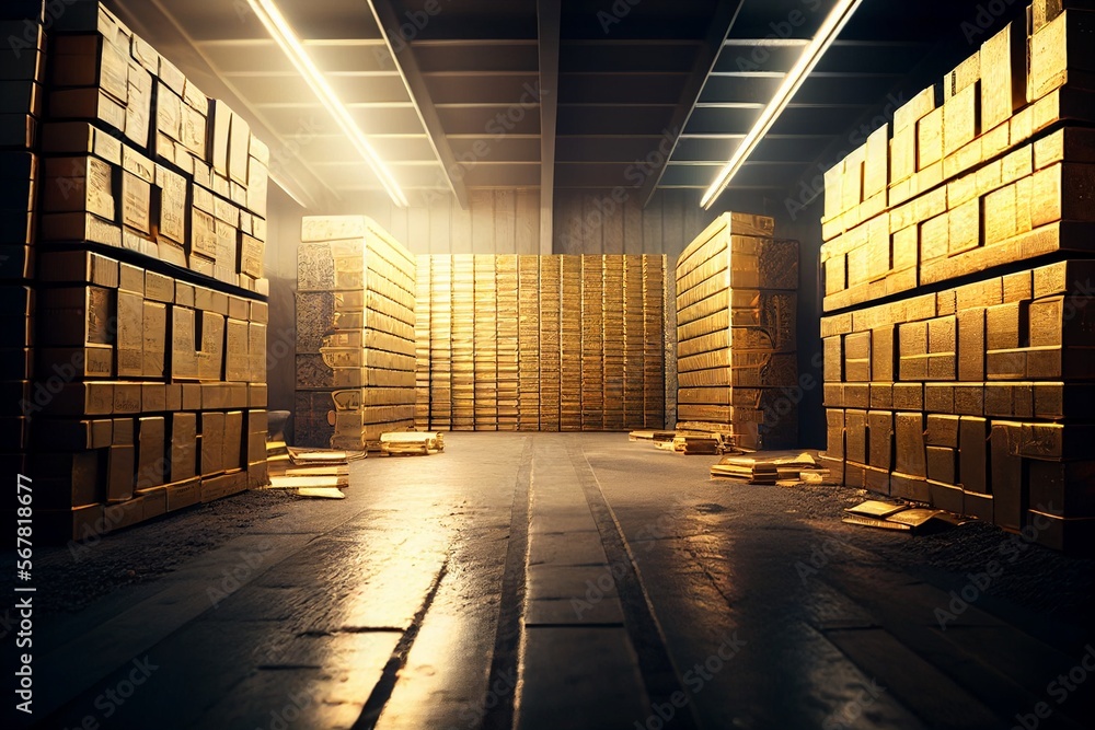 Goldbarren in der Bank im Tresor Anlieferung, Luxus und Reichtum, ai generativ Goldbarren in der Bank im Tresor Anlieferung, Luxus und Reichtum, ai generativ