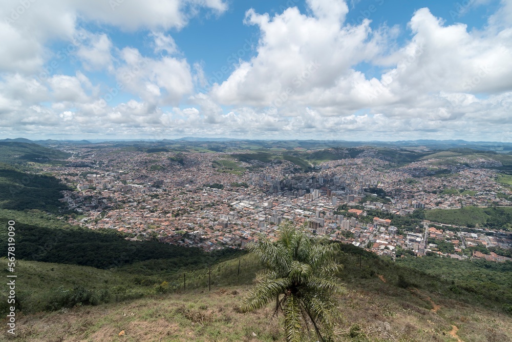 City of Poços de Caldas. Aerial view of from the Serra de São Domingos, Minas Gerais, Brazil.