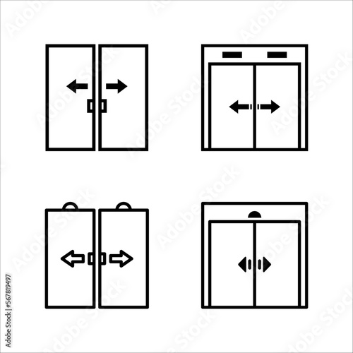 sliding door icon vector. sliding door sign. isolated on white background. color editable eps 10