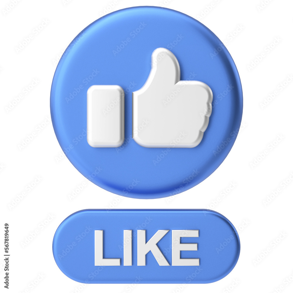 like button. like icon. 3D illustration. like button. like icon. 3D illustration.