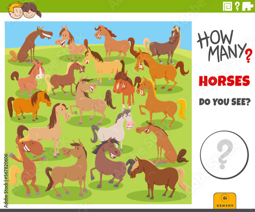 counting cartoon horses farm animals educational game