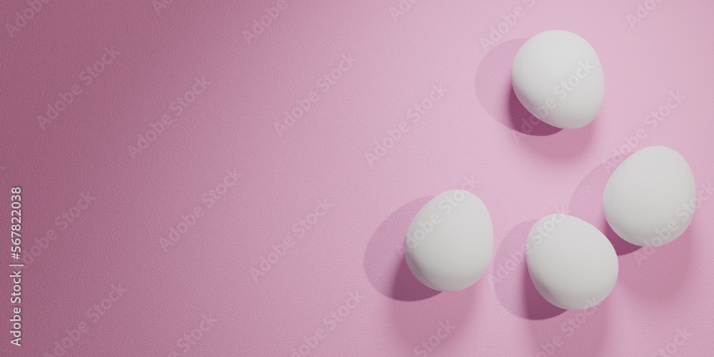 Group of boiled eggs on pink surface. Copy space to the left. Typical easter template Group of boiled eggs on pink surface. Copy space to the left. Typical easter template