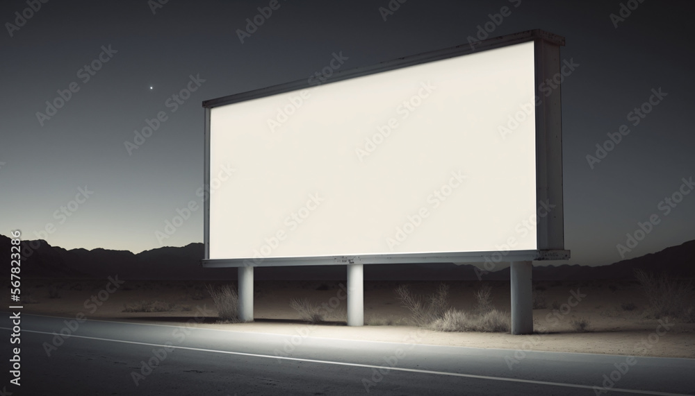 blank billboard at night, sunset, generative ai blank billboard at night, sunset, generative ai