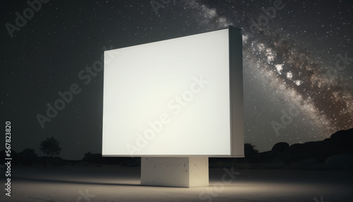 blank billboard at night  milky way  generative ai