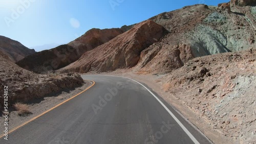Drive though Artist Pallet in Death Valley National Park California 