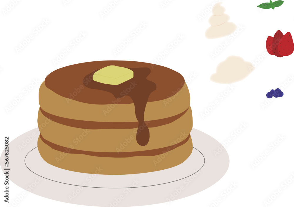 お皿に乗ったパンケーキセット(主線なし) お皿に乗ったパンケーキセット(主線なし)