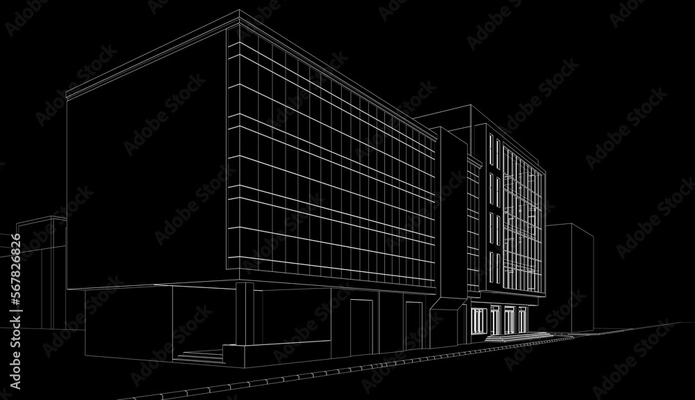 Fototapeta premium Architecture building 3d illustration