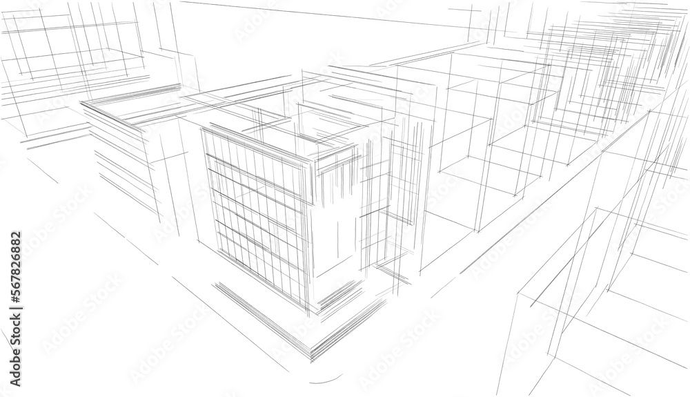 Architecture building 3d illustration