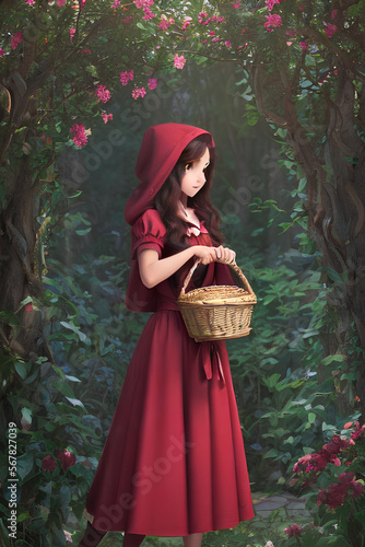Little red riding hood with basket