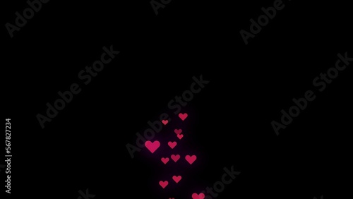 Flow of pink hearts background. Animation transparent background motion design. Romantic background. Love wedding valentine's day date 4k.