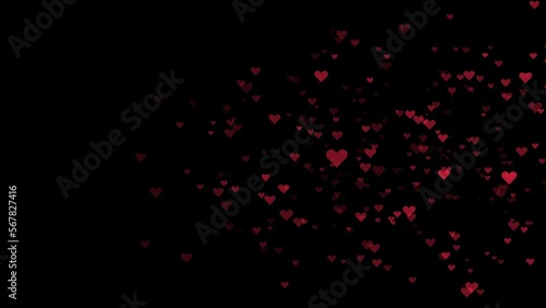 A gust of wind blows away the red hearts. Animation of many hearts background motion design. Flow from the hearts. Romantic background. Love wedding on Valentine's Day,Mother's Day 4k.