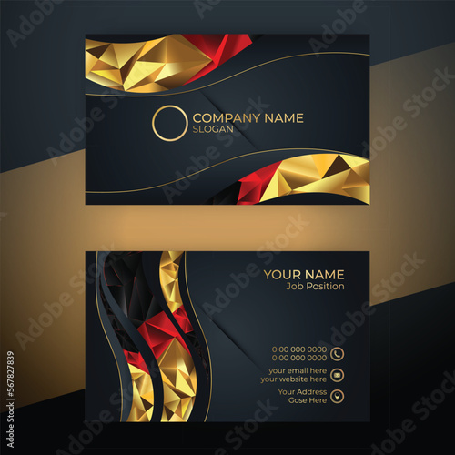 Luxury and Creative - Corporate Business Card Template. Luxurious Dark and 3d vibe Background with Creative wave Shapes. For easy to Customize. Vector illustration.
