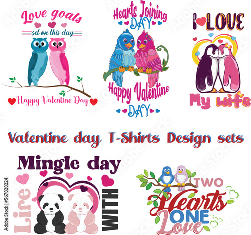 Valentine day vector t shirt design sets