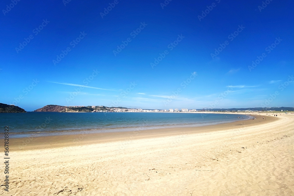 A beautiful view of Sunny Beach in Portugal A beautiful view of Sunny Beach in Portugal