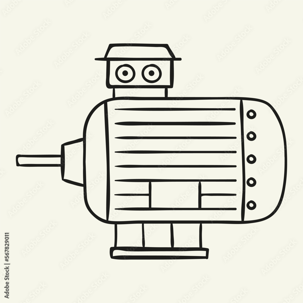 Electric motor. Hand drawn vector illustration Electric motor. Hand drawn vector illustration