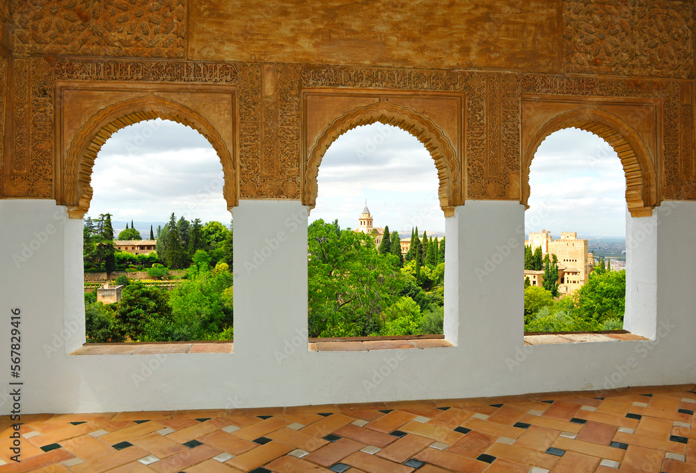 L'Alhambra de Grenade belvédère du Palais du Generalife, Andalousie, Espagne. Patrimoine de l'humanité par l'Unesco
