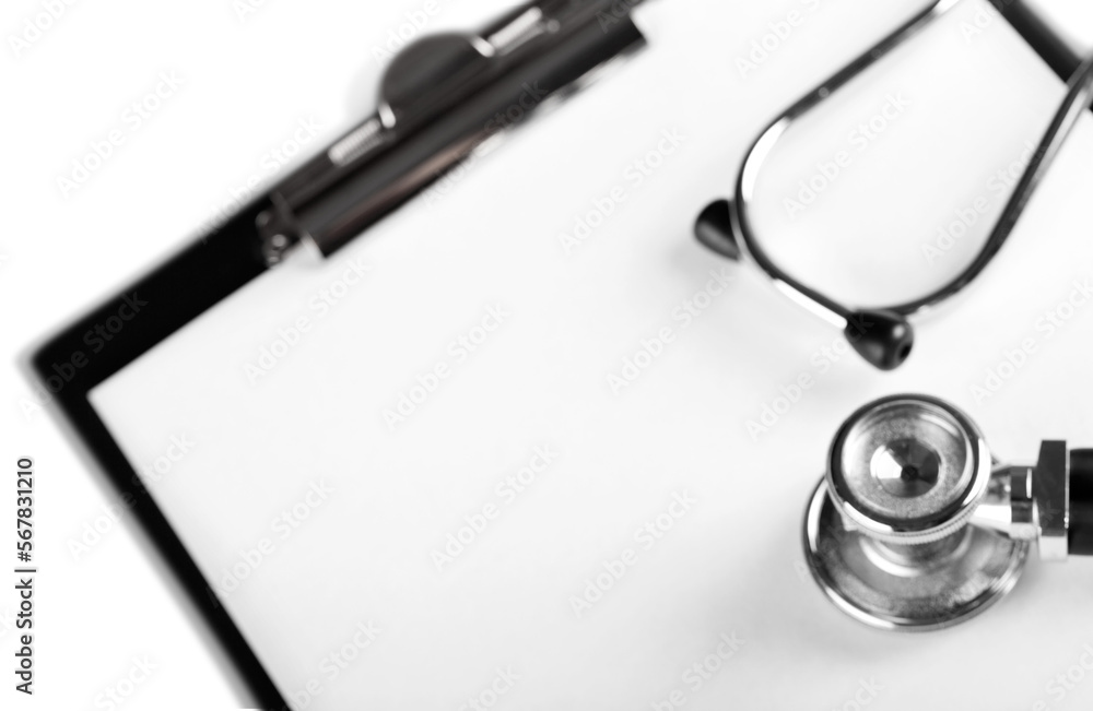 Blank Clipboard with Stethoscope Blank Clipboard with Stethoscope
