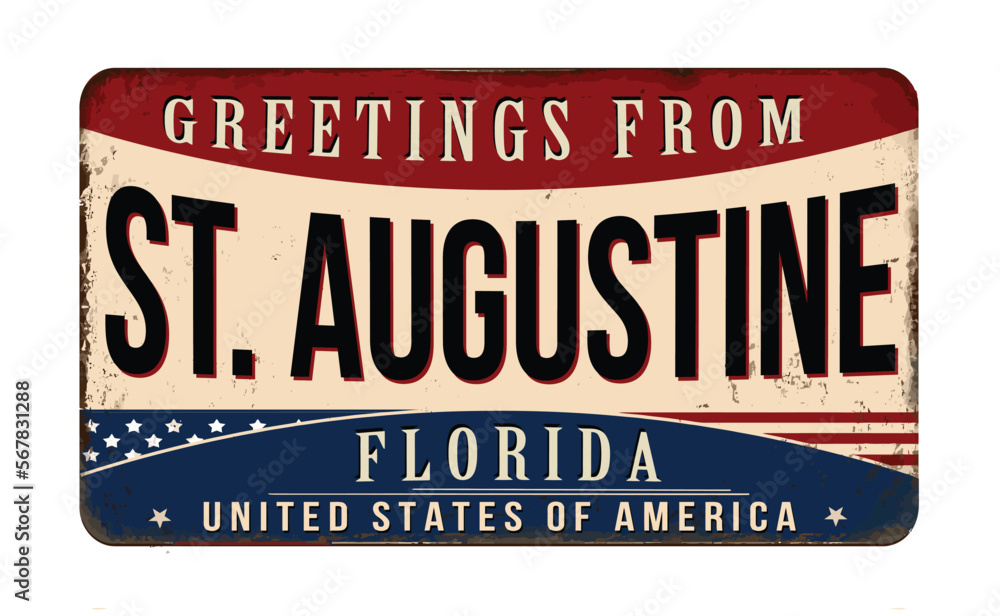 Greetings from St. Augustine vintage rusty metal sign